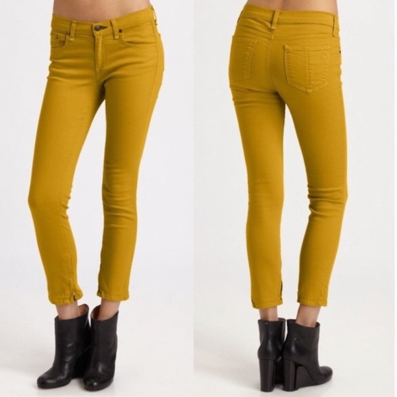 Rag & Bone mustard-colored cropped skinny jeans - Picture 2 of 14